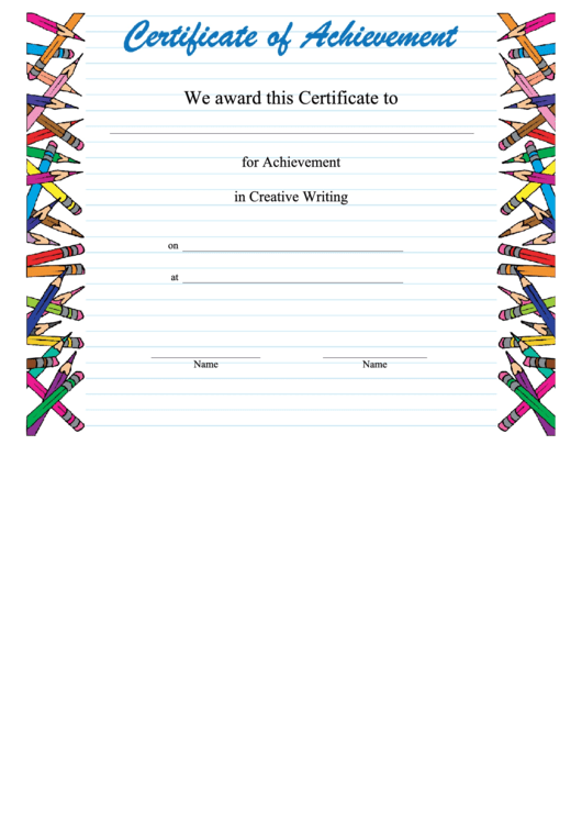 Creative Writing Achievement Printable pdf