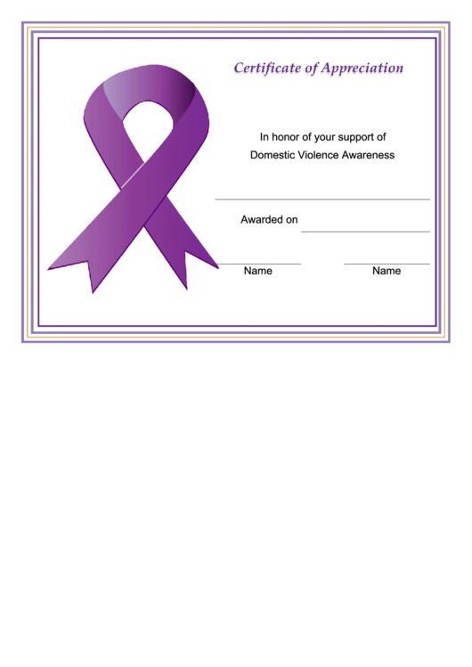 Domestic Violence Awareness Certificate Printable pdf