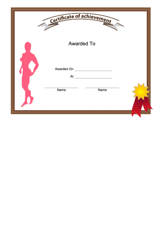 Body Building Achievement Female Certificate Printable pdf