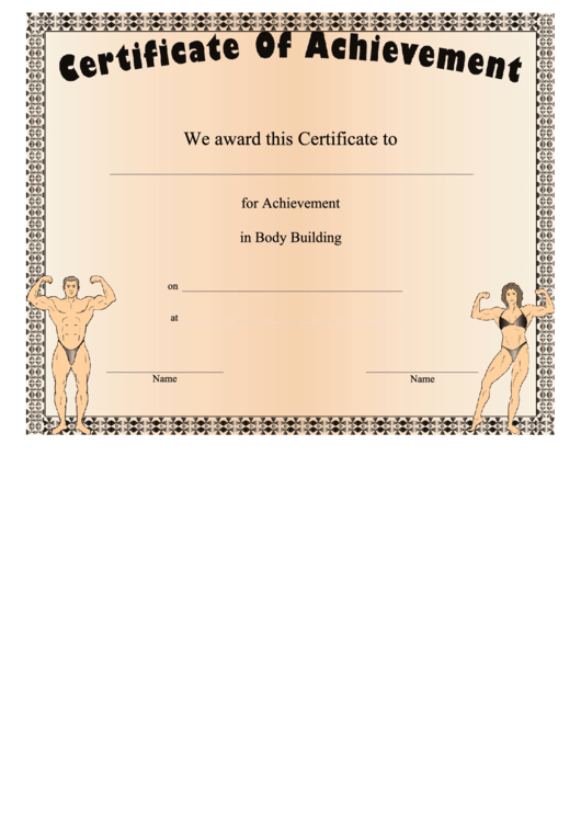 Body Building Award Certificate Printable pdf