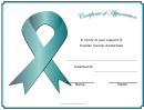 Ovarian Cancer Awareness Certificate