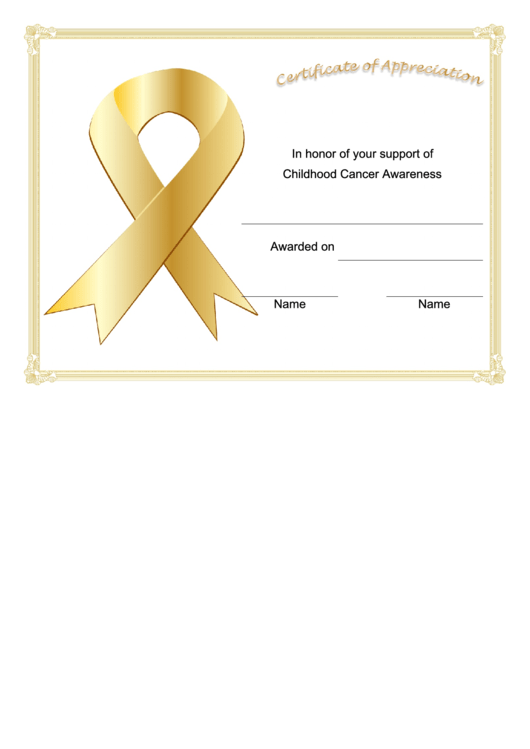Childhood Cancer Awareness Certificate Printable pdf