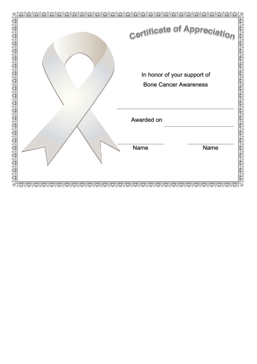 Bone Cancer Awareness Certificate Printable pdf