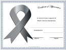 Brain Cancer Awareness Certificate