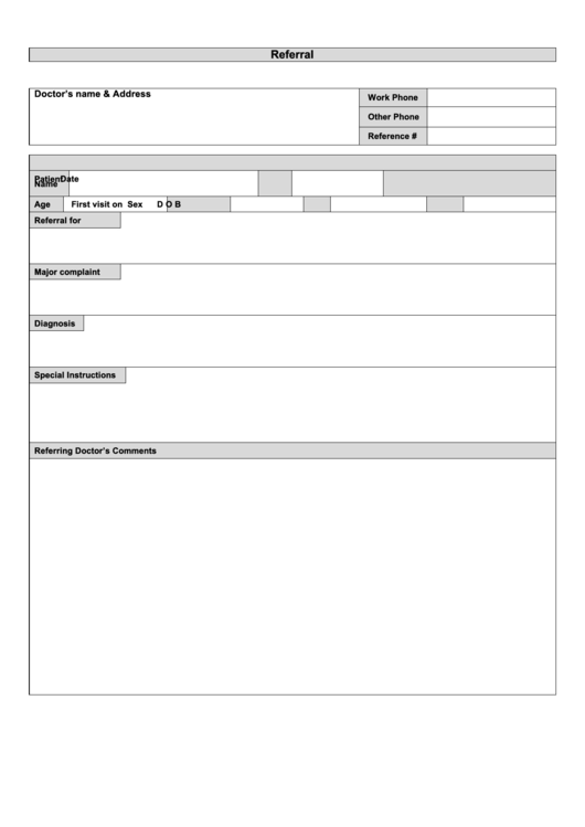 Doctor Referral Form Printable pdf