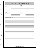 Contact Information Template - Punched On Left