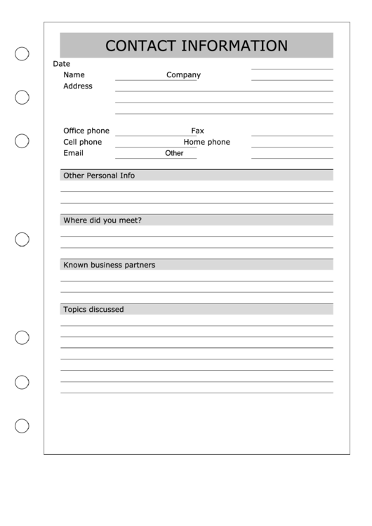 Top 10 Employee Contact Information Form Templates free to download in