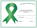 Organ Transplantation And Donation Awareness Certificate