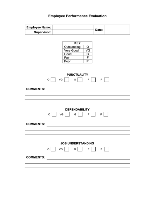 Employee Performance Evaluation Printable pdf