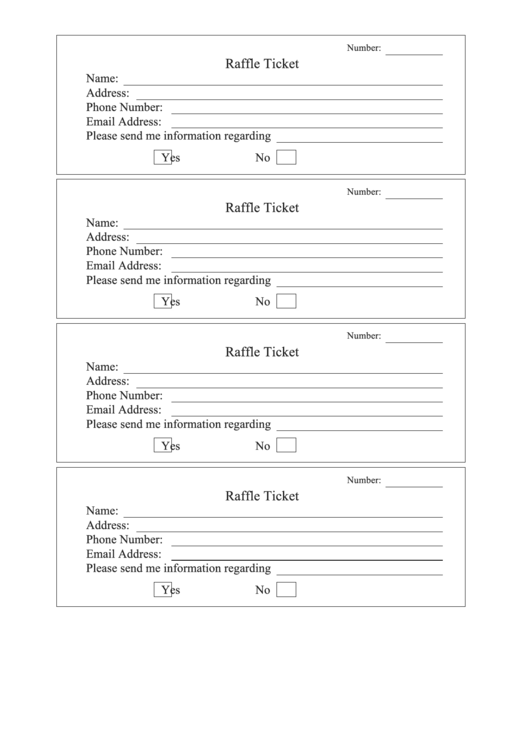 Raffle Ticket Template - Black And White Printable pdf
