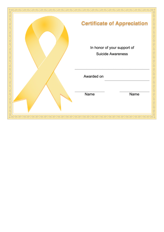 Suicide Awareness Certificate Printable pdf