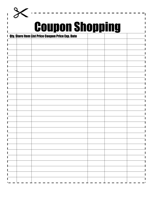 Coupon Shopping List Printable pdf