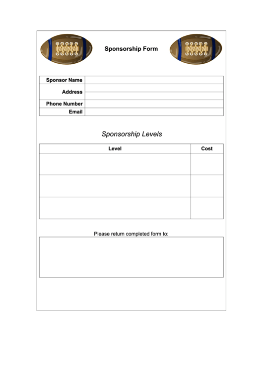 Sponsorship Form Football printable pdf download