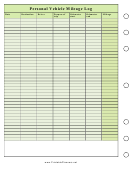 Personal Vehicle Mileage Log Template - Left