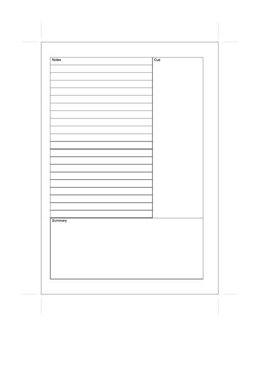 A5 Organizer Cornell Note Page - Left Printable pdf