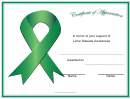Lyme Disease Awareness Support Certificate