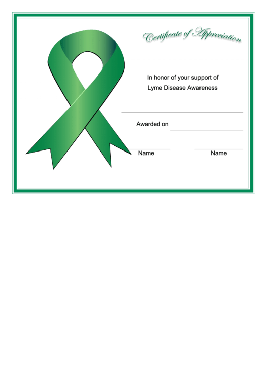 Lyme Disease Awareness Support Certificate Printable pdf