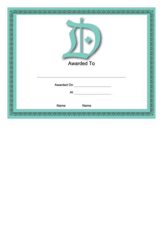 D Monogram Certificate Template Printable pdf