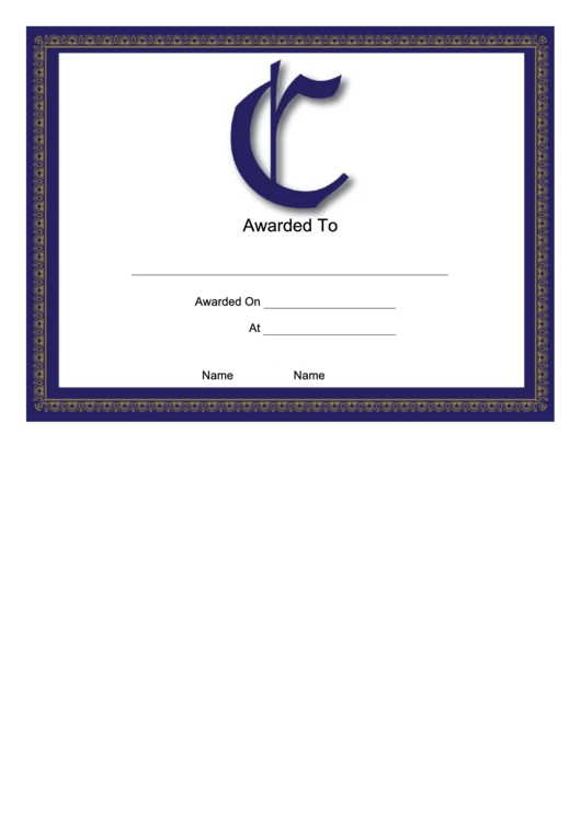 C Monogram Certificate Template Printable pdf