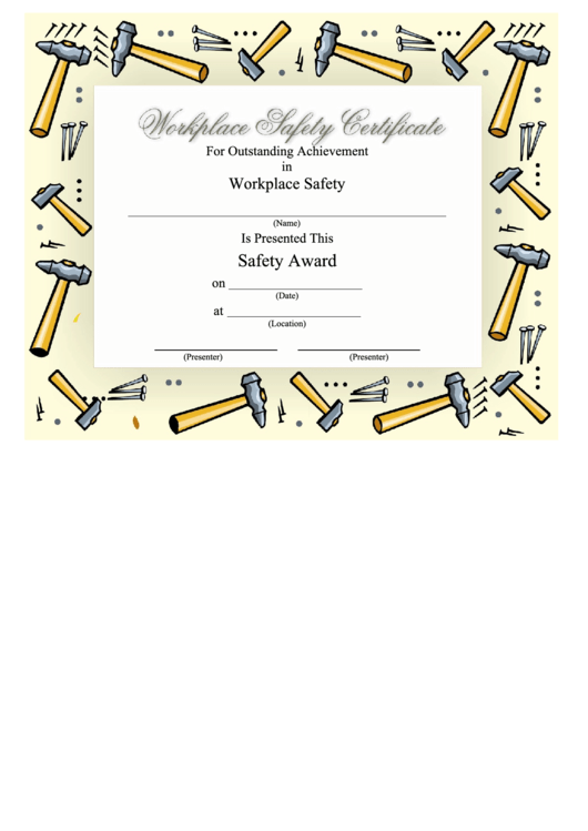 Workspace Safety Certificate Template