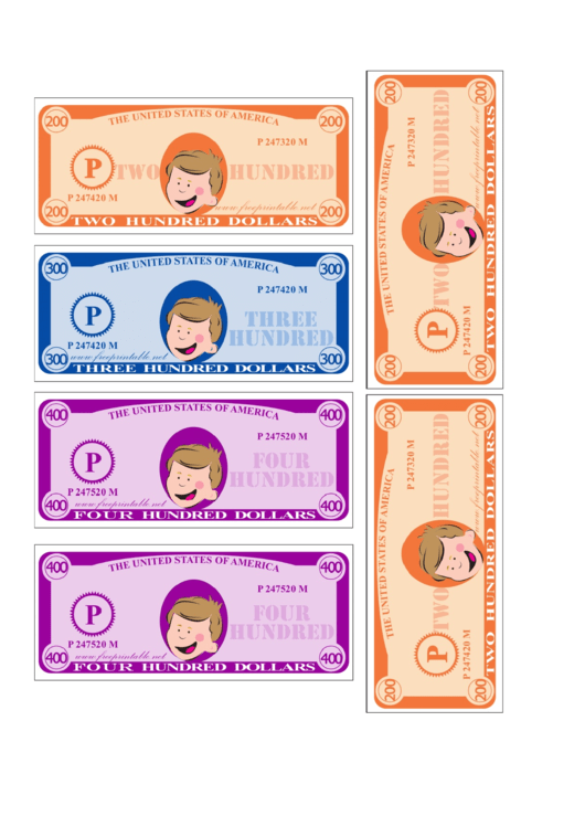 Mini Play Money Hundreds Printable pdf
