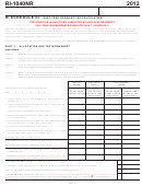 Form Ri-1040nr - Ri Schedule Iii - Part-year Resident Tax Calculation - 2012