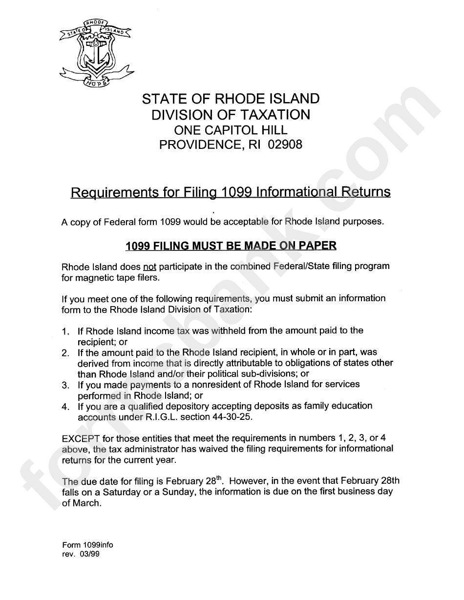 Requirements For Filing 1099 Informational Returns