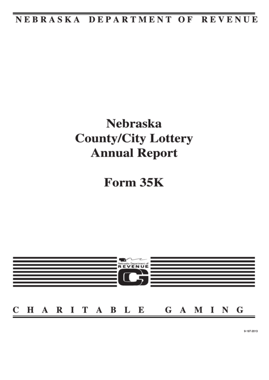 Form 35k - Nebraska County/city Lottery Annual Report - 2013 Printable pdf