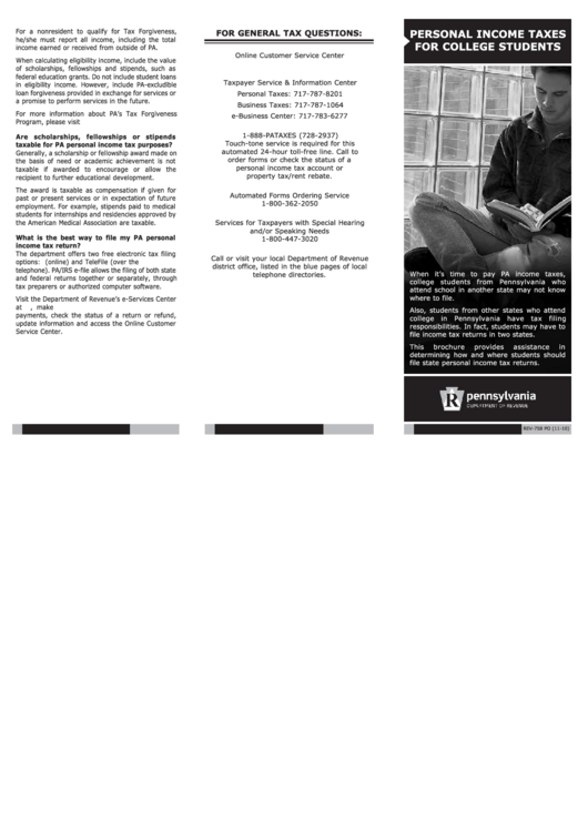Form Rev758 Po Personal Taxes For College Students printable