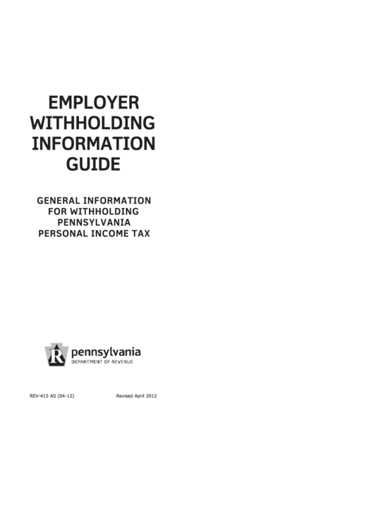Form Rev-415 As - Employer Withholding Information Guide Printable pdf