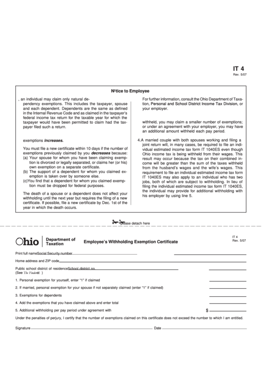 Fillable Form It 4 - Employee