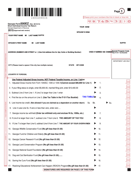 Printable Ga Form 500ez Printable Forms Free Online