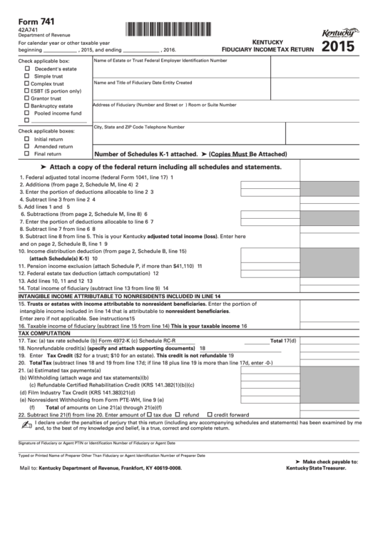 form-741-kentucky-fiduciary-income-tax-return-2015-printable-pdf