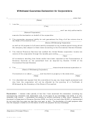 Form Au-800a - Withdrawal Guarantee Declaration For Corporations