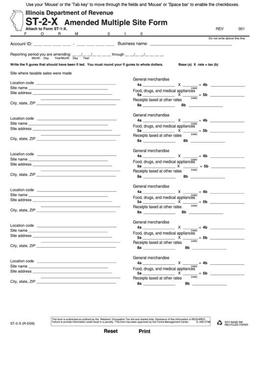 Fillable Form St-2-X - Amended Multiple Site Form Printable pdf