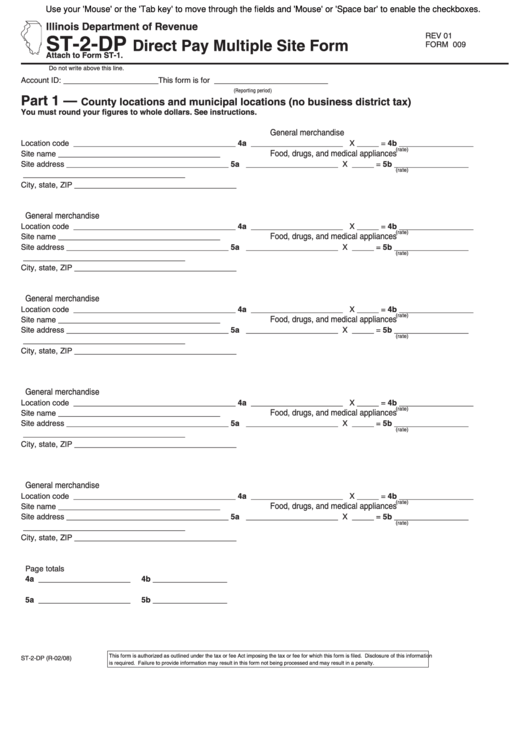 Fillable Form St-2-Dp - Direct Pay Multiple Site Form Printable pdf