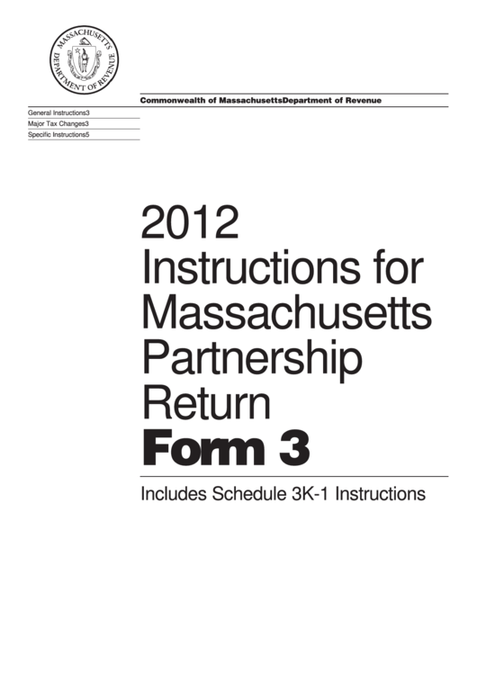 Instructions For Form 3 - Massachusetts Partnership Return - 2012 Printable pdf