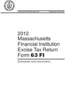 Instructions For Form 63 Fi - Massachusetts Financial Institution Excise Tax Return - 2012
