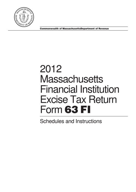 Instructions For Form 63 Fi - Massachusetts Financial Institution Excise Tax Return - 2012 Printable pdf