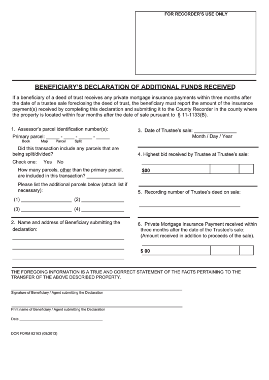 Fillable Dor Form 82163 - Beneficiary