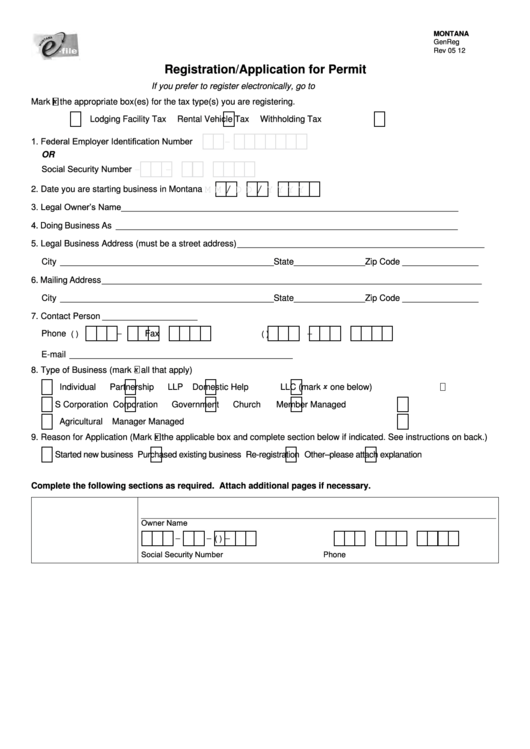 Form Genreg - Registration/application For Permit Printable pdf