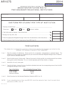 Form Ar1075 - Deduction For Tuition Paid To Post-secondary Educational Institutions Arkansas Individual Income Tax - 2014