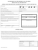 Form Otr-308 - Application For Specific Exemption From D.c. Sales And Use Tax