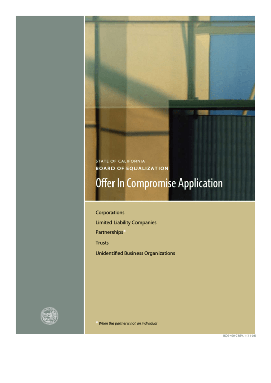 Fillable Form Boe-490-C - Offer In Compromise Application Printable pdf