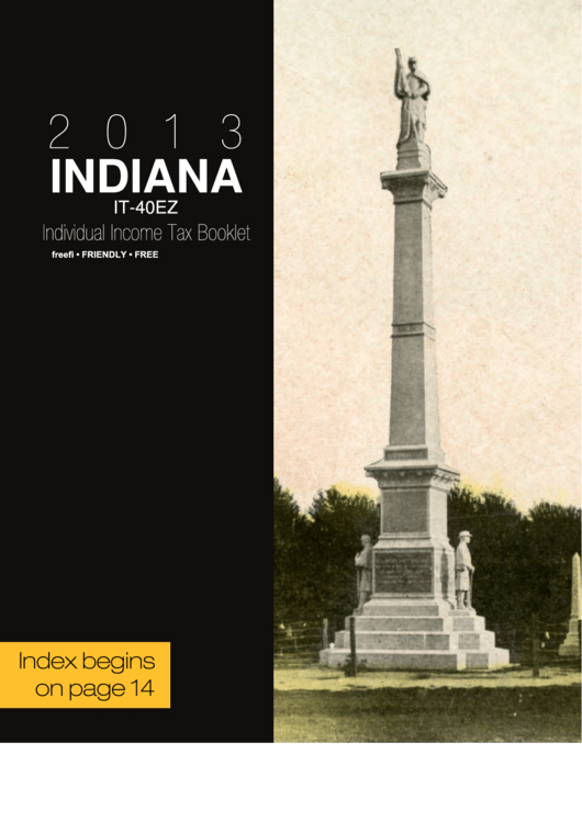 Indiana It-40ez Individual Income Tax Booklet - 2013 Printable pdf