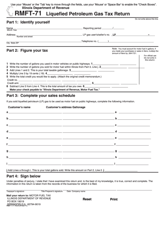 Fillable Form Rmft-71 - Liquefied Petroleum Gas Tax Return Printable pdf