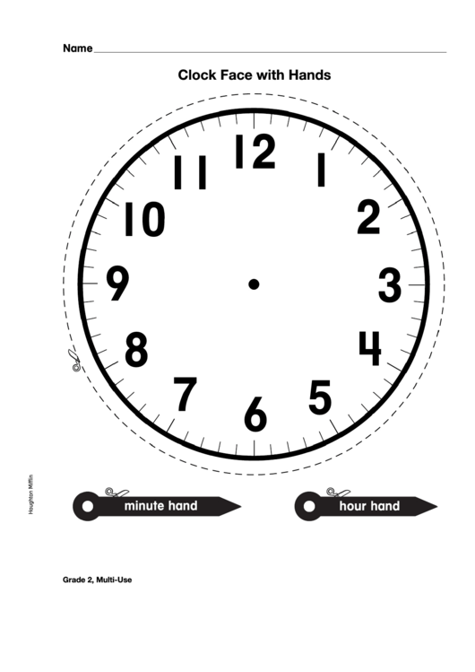 Clock Face With Hands Template Printable pdf