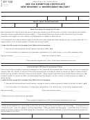 Form St-102 - Use Tax Exemption Certificate New Resident Or Nonresident Military - 2014