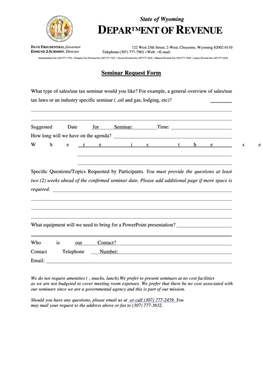 Seminar Request Form Printable pdf