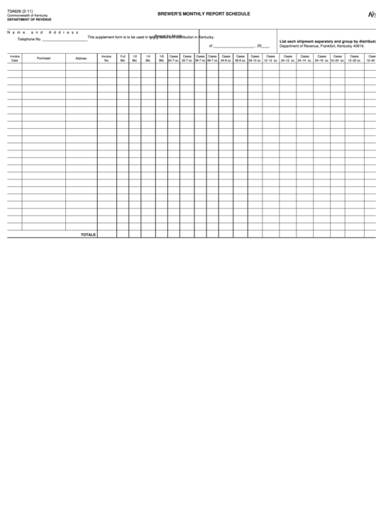 Fillable Form 73a626 - Brewer